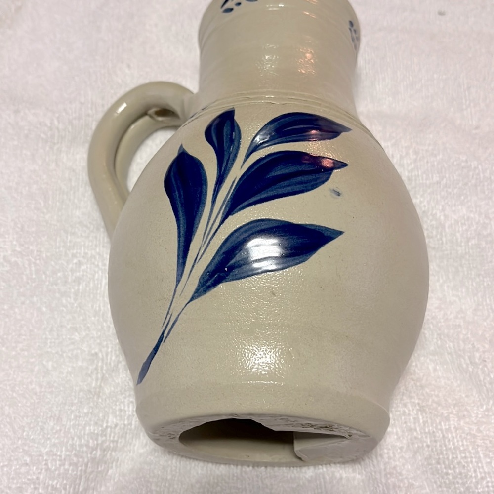 Williamsburg Cobalt blue salt glazed pottery bird house.